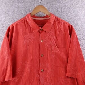 Tommy Bahama Mens Red Palm Tree Silk Camp Shirt 3XB 100% Silk‎ Casual